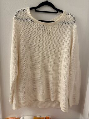 Van Heusen Cream Open-Knit Scoop Neck Sweater